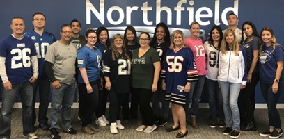 Northfield Bank employees dressed in their favorite football jersey to raise money for breast cancer awareness this past October.